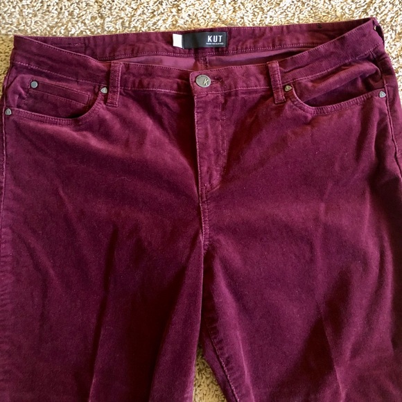 Kut from the Kloth Catherine Stretch Cotton Corduroy Pants, Burgundy, Size 16 - Picture 2 of 8